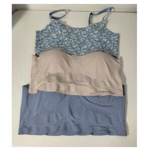 Lucky Brand Lot of 3 Size Large Bralettes Blue & Beige Stretchy Wireless